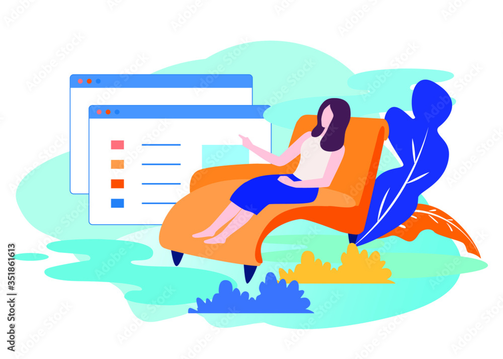 Working From Home - Illustration - Editable Vector Graphic