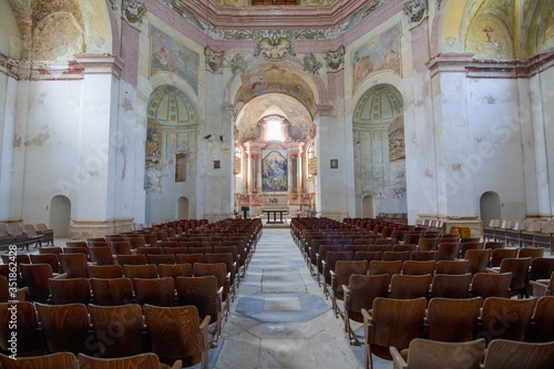 Interior of the baroque church of Saint Anne and Saint James the Greater in Stara Voda - Czech republic