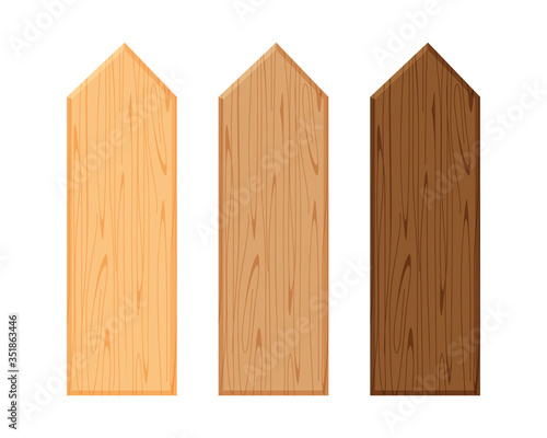 wooden fence different color collection isolated on white background, plank panel of fence board, panel wood fence for wall, picket wood, set of wooden palisade