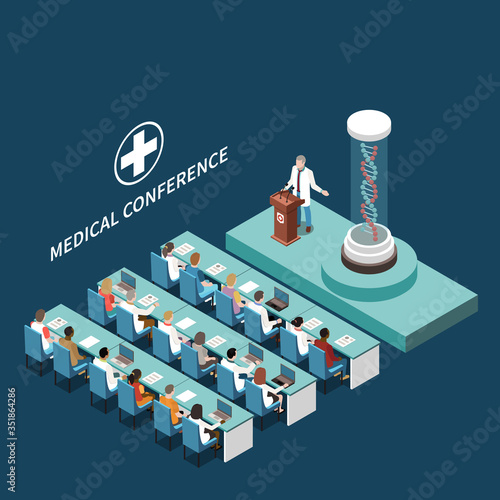 Conference Hall Isometric Composition 