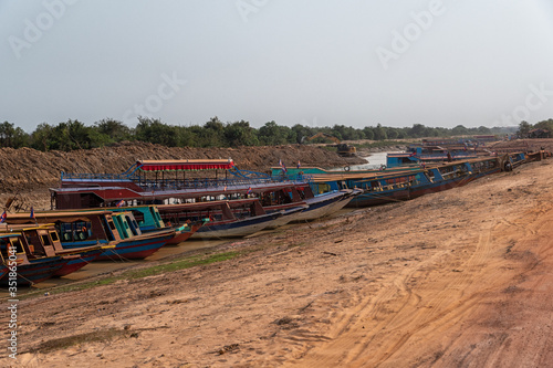 Boats on Tonle Sap Lake in Cambodia