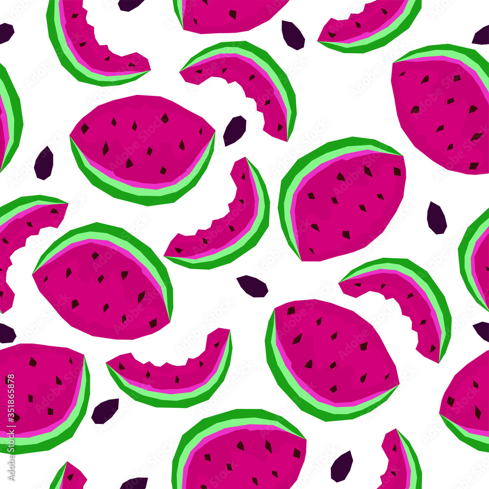Vector seamless bright pattern with watermelon slices Vector seamless bright pattern with watermelon slices