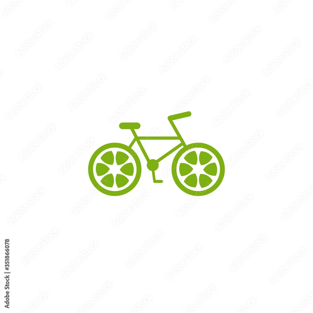 Green bicycle with lime wheels icon. Green bicycle with lime wheels icon.