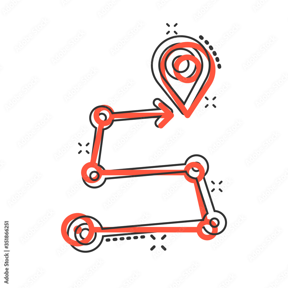 Map pin icon in comic style. GPS navigation cartoon vector illustration on white isolated background. Locate position splash effect business concept. Map pin icon in comic style. GPS navigation cartoon vector illustration on white isolated background. Locate position splash effect business concept.