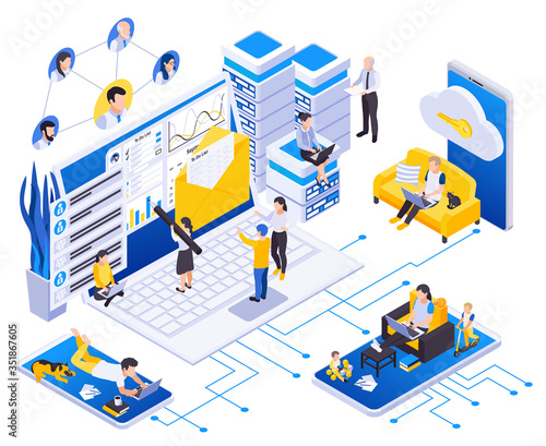 Remote Work Management Isometric