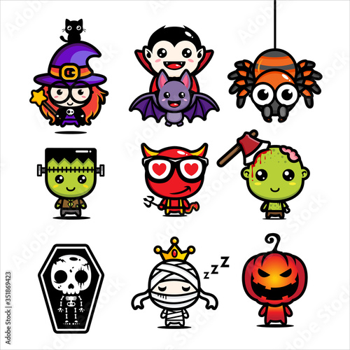 Tapety artystyczne cute halloween vector set design