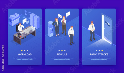 Problem Situations At Work Isometric Banner Set