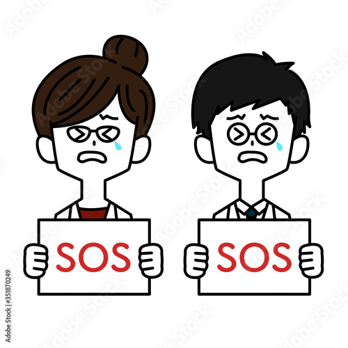 SOSを出す医者男女