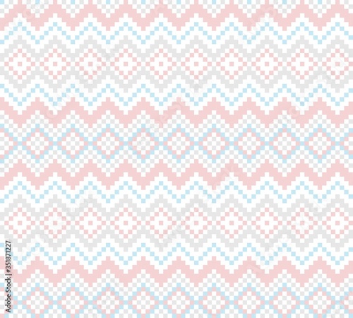 Pink Christmas Fair Isle Seamless Pattern Background