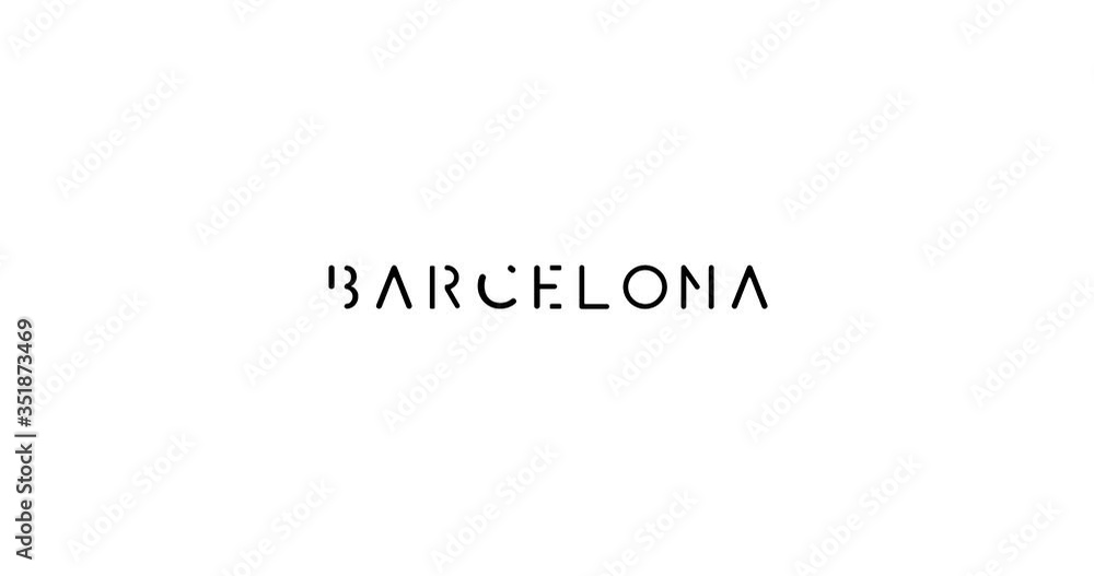 Barcelona Text Animation -4K Resolution. On White Background Barcelona Text Animation -4K Resolution. On White Background