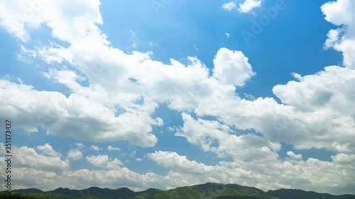 the clear sky with a cloud, White Clouds motion on blue sky background. Time Lapse 4k, clean, no birds. Summer spring season concept.