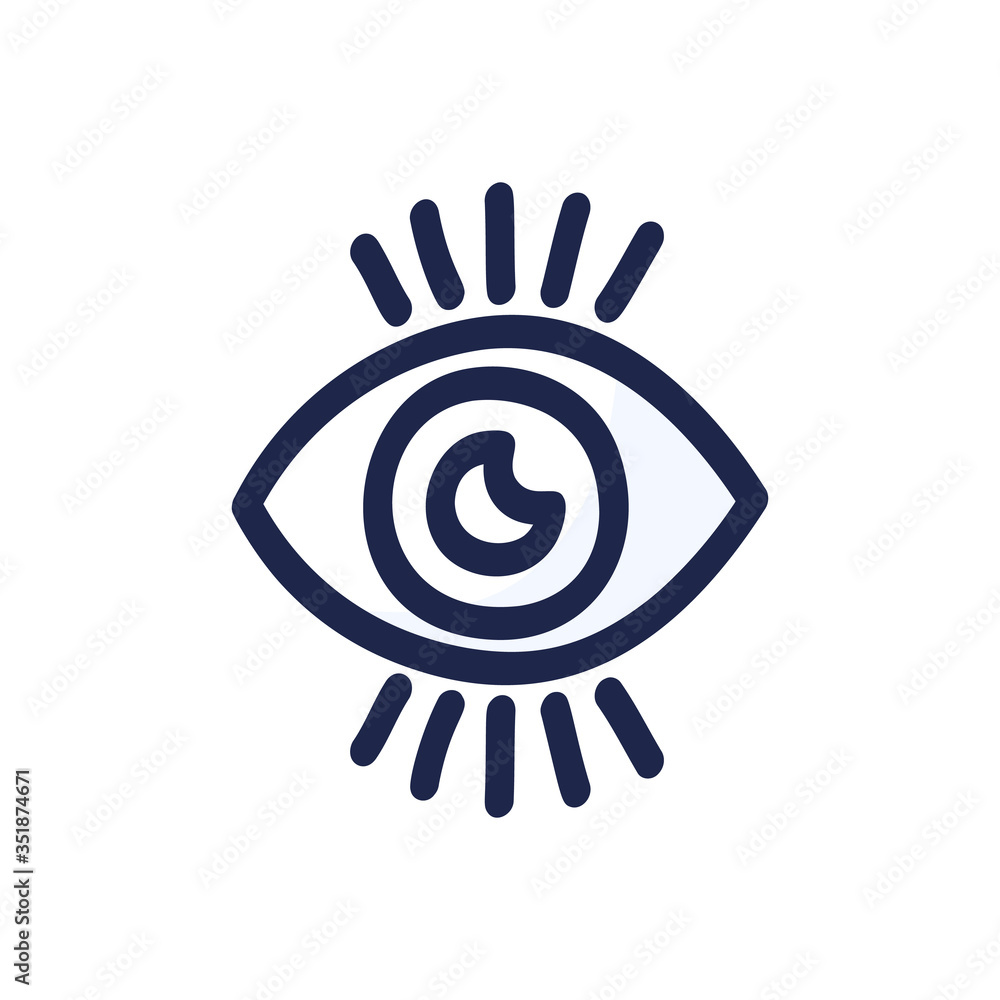 Hand drawn eye doodle icon. Hand drawn black sketch. Sign symbol. Decoration element. White background. Isolated. Flat design. Hand drawn eye doodle icon. Hand drawn black sketch. Sign symbol. Decoration element. White background. Isolated. Flat design.