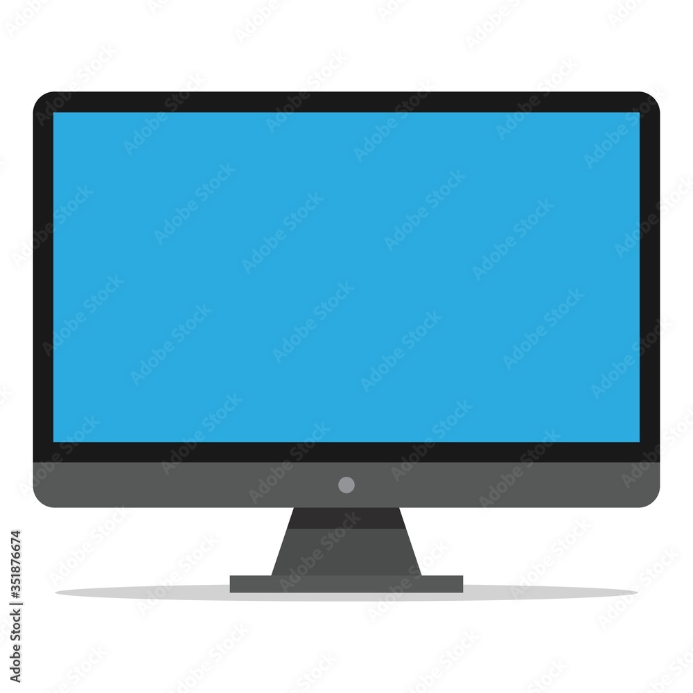 Computer Monitor with resolution ultra HD 4k and 16:9 aspect ratio widescreen display color flat style icon isolated on white background Computer Monitor with resolution ultra HD 4k and 16:9 aspect ratio widescreen display color flat style icon isolated on white background
