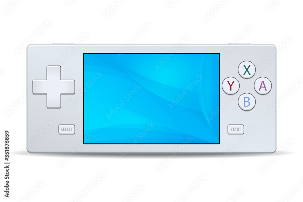Game console portable white icon isolated on white background. Multimedia Video or Computer Games Game console portable white icon isolated on white background. Multimedia Video or Computer Games