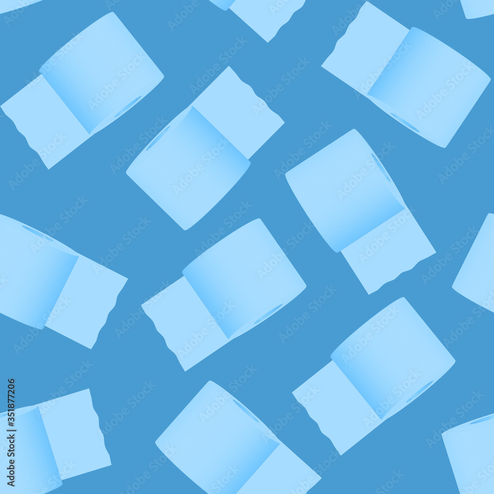 seamless toilet paper pattern on a blue background. 3d illustration seamless toilet paper pattern on a blue background. 3d illustration