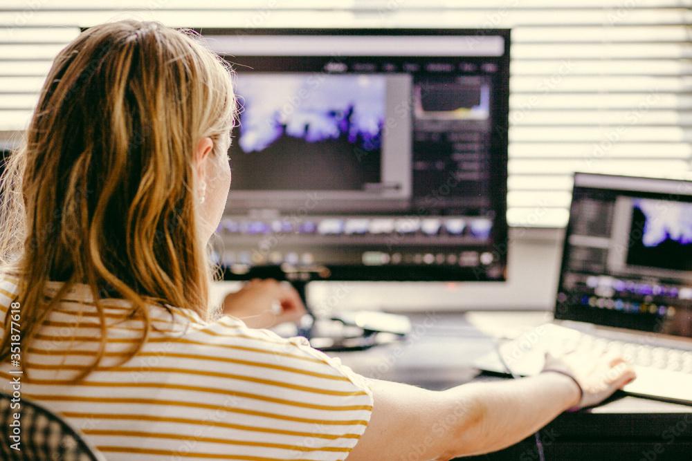 woman working in a home office - social media influence, blogger, vlogger, freedom woman working in a home office - social media influence, blogger, vlogger, freedom