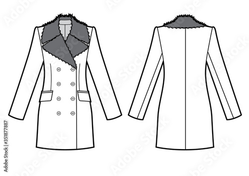 winter jacket with fur collar sketch