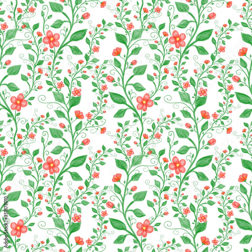Vintage floral seamless pattern, pencil hand drawn illustration. Vintage floral design for textile, wallpaper or scrapbooking paper.
