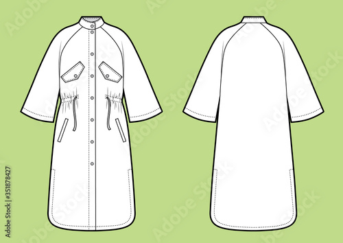 Rain coat isolated on white. outline drawing