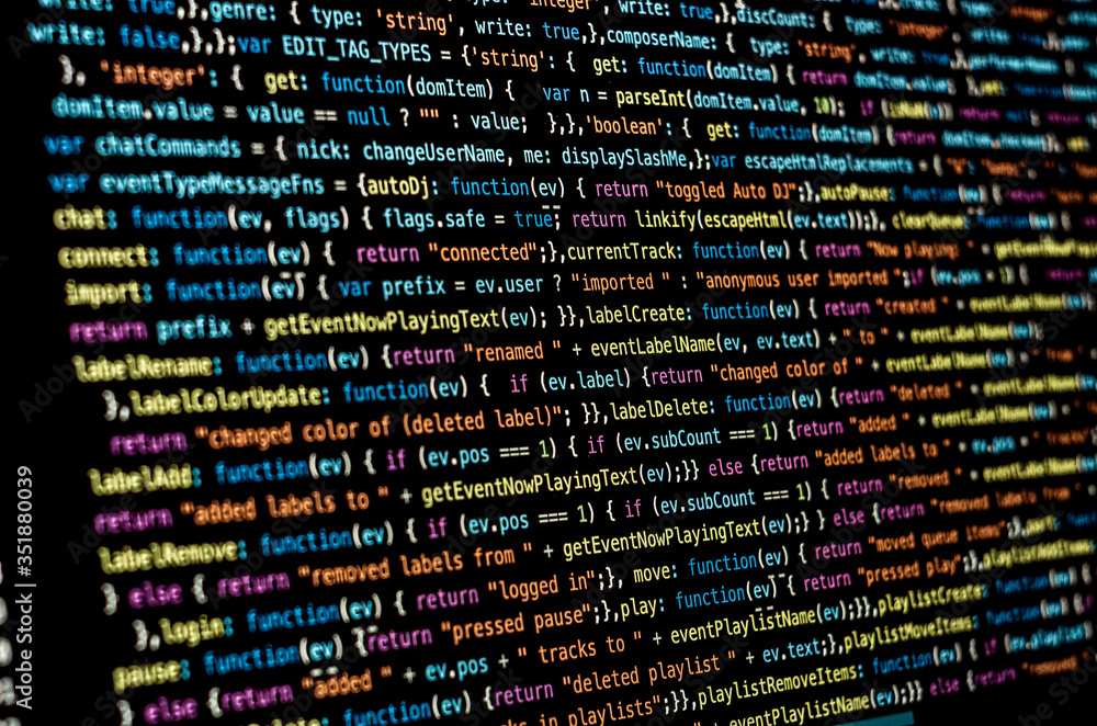 Programming code with black background Programming code with black background
