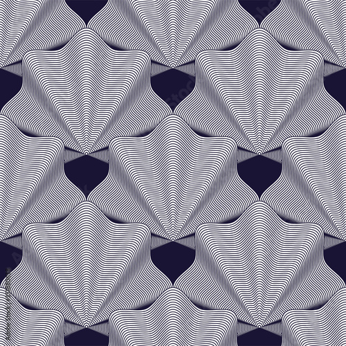 Geometric seamless pattern, abstract tiling background, vector repeat endless wallpaper illustration. Shellfish shells shapes trendy repeat motif. 