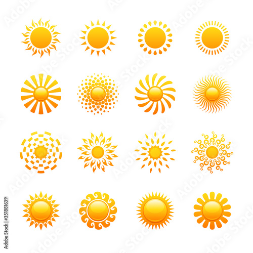 Sun. Set of vector logo templates. Stylish and elegant elements for design