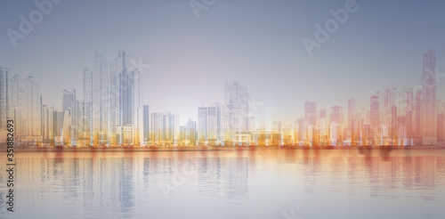 Abstract city skyline  skyscraper and real estate  concept