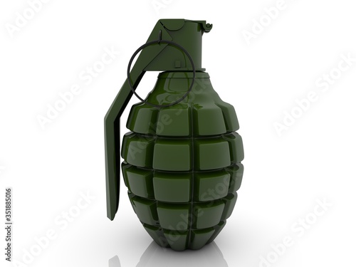 Hand grenade in green on a white background