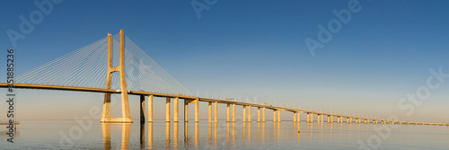 Obraz na płótnie Suspension Vasco da Gama bridge over the Tagus river in Lisbon, Portugal w salonie