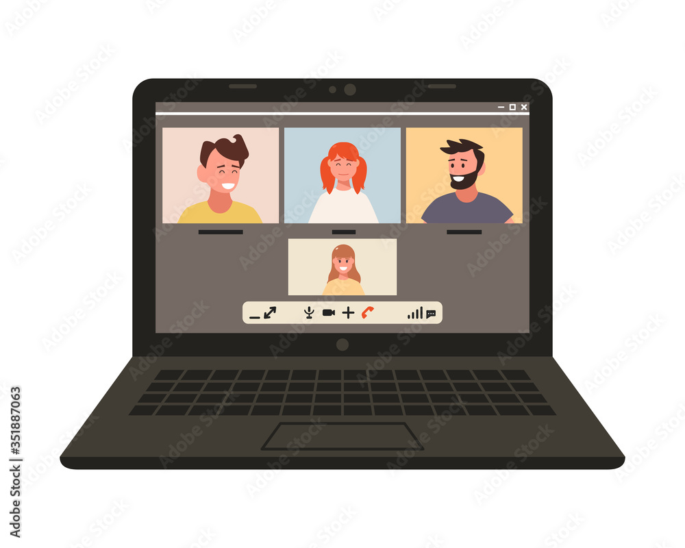 Online chat on a computer over the Internet. Remotely. Conference video call, work at home Online chat on a computer over the Internet. Remotely. Conference video call, work at home