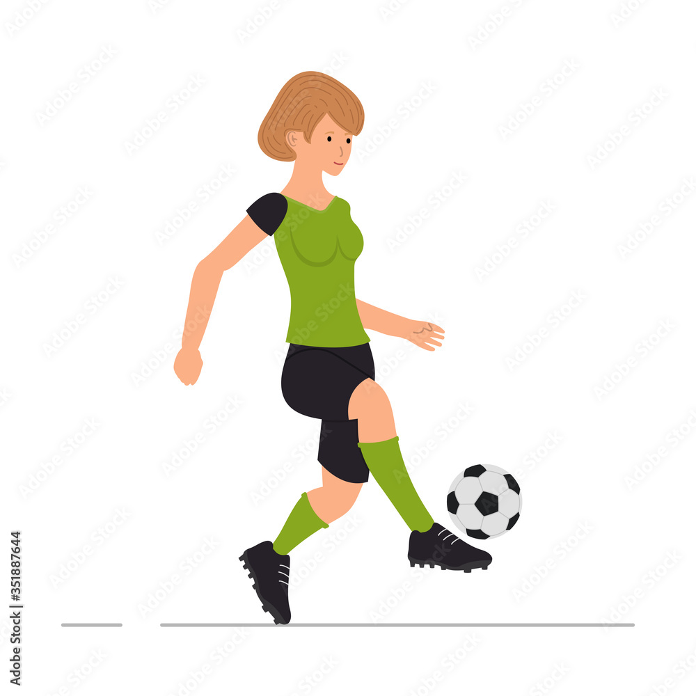 Girl plays football, soccer player