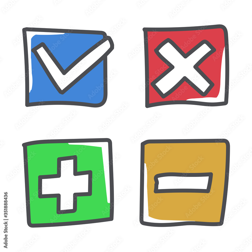 Plus, minus, checkmark and cross marks icon Plus, minus, checkmark and cross marks icon