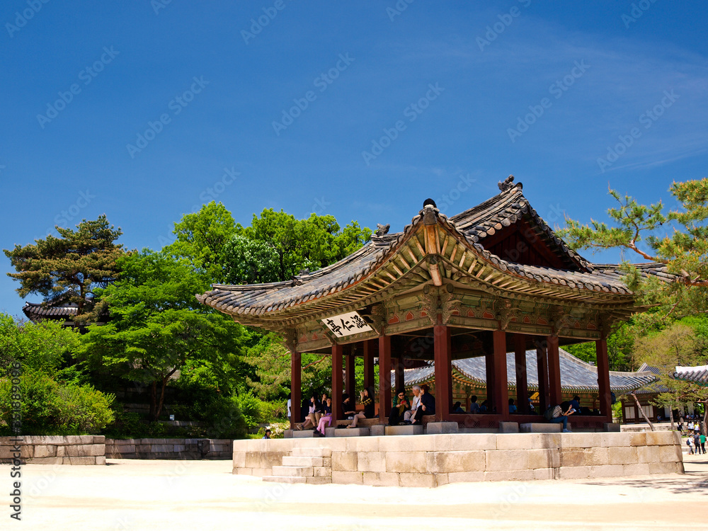 Colorful prayers and resting place - temple pagoda, Seoul, South Korea