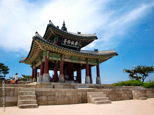 Colorful prayers temple pagoda of the UNESCO heritage site the city walls of SUwon, South Korea © Tomas Zavadil