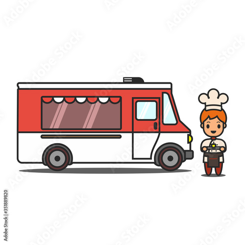Food Car and a Chef character vector