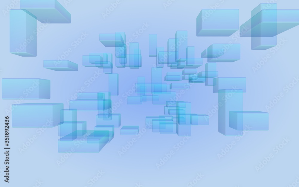 Blue and purple abstract digital and technology background. The pattern with repeating rectangles. 3D illustration Blue and purple abstract digital and technology background. The pattern with repeating rectangles. 3D illustration