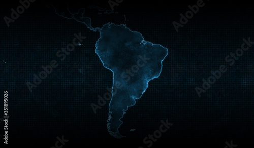 South America map of Corona Virus, blue background. photo