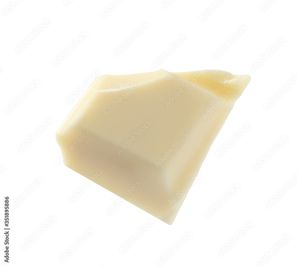 Piece of delicious chocolate bar isolated on white Piece of delicious chocolate bar isolated on white
