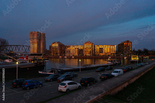 Sunset view of building at the waal in Nijmegen © Martin