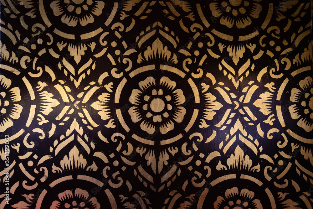 The northern Thai pattern painted gilded wall pictures. The northern Thai pattern painted gilded wall pictures.