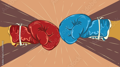 Red and blue boxing gloves