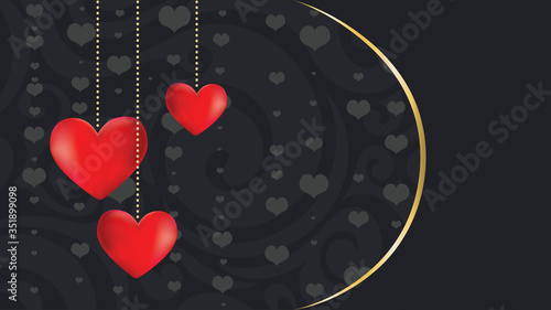 Red heart with floral and swirls