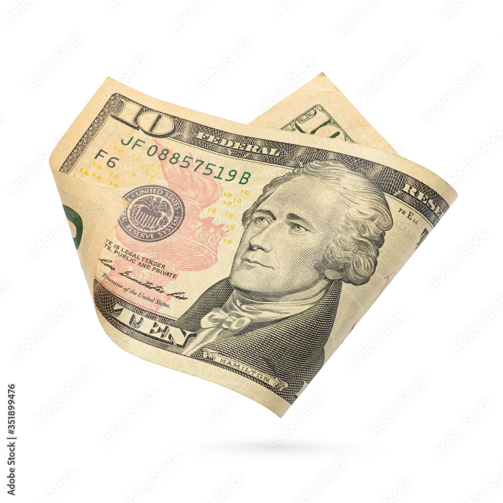 Ten dollar bill isolated on a white background. Ten dollar bill isolated on a white background.