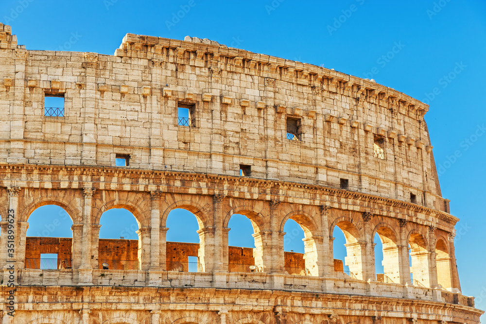 Rome, Coloddeum, iconic UNESCO landmark and travel destination in Italy.