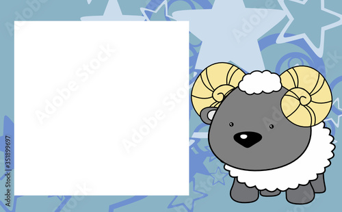 cute kawaii ram cartoon frame picture background in vector format