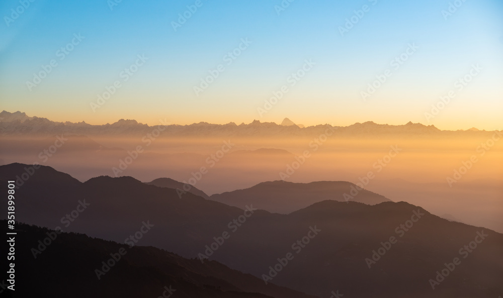 Himalayas morning panorama landscape