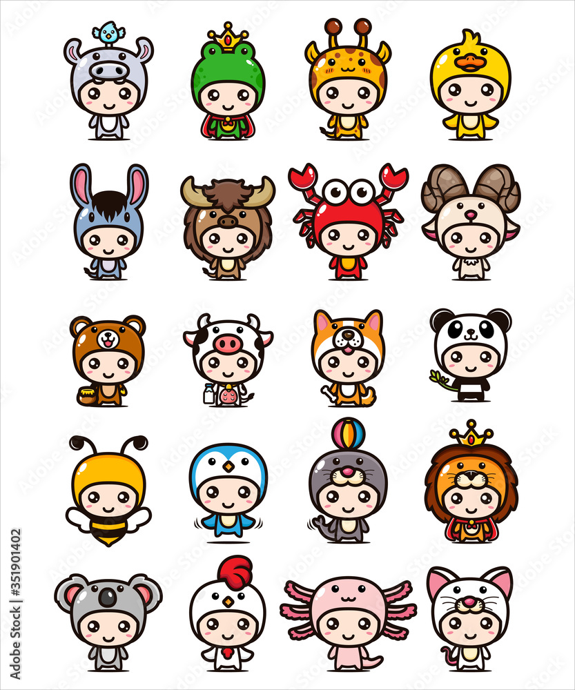 design vector set of cute animals design vector set of cute animals