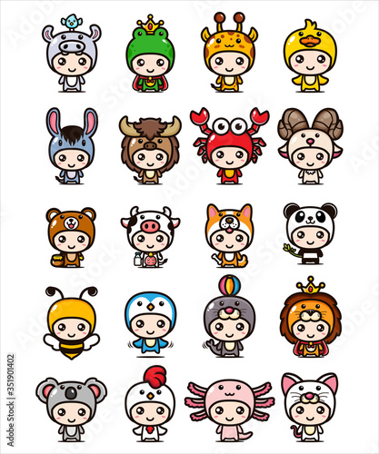 design vector set of cute animals