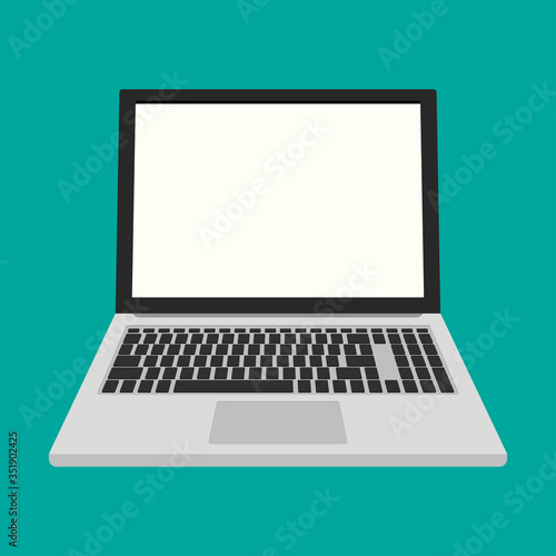 Laptop or notebook computer flat vector icon.