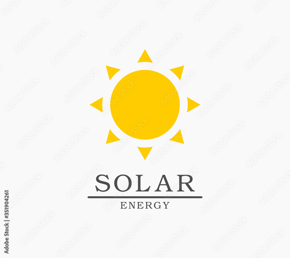 Fototapeta premium Vector illustration of solar energy logo on a light background.